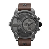 Diesel Little Daddy SBA Small Sized Grey Dial Brown Leather Strap Watch For Men - DZ7258 Buy Now By Diesel