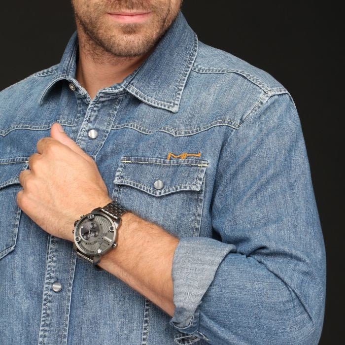 Diesel Little Daddy Dual Time Chronograph Grey Dial Stainless Steel Strap Watch For Men - DZ7263 Buy Now By Diesel