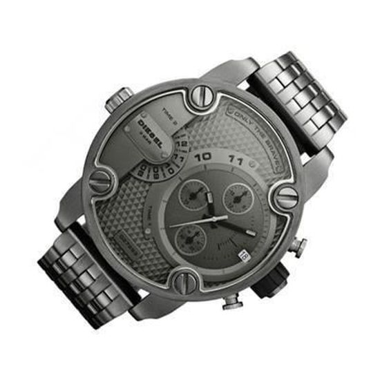Diesel Little Daddy Dual Time Chronograph Grey Dial Stainless Steel Strap Watch For Men - DZ7263 Buy Now By Diesel