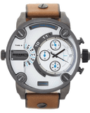 Diesel SBA Dual Time Chronograph White Dial Brown Leather Strap Watch For Men - DZ7269 Buy Now By Diesel
