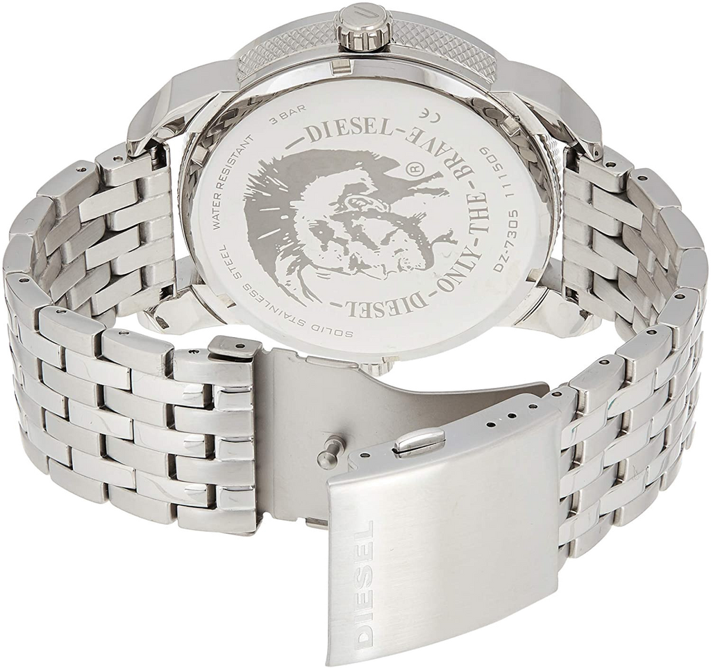 Diesel Mini Daddy Dual Time Silver Dial Stainless Steel Watch For Men - DZ7305 Buy Now By Diesel