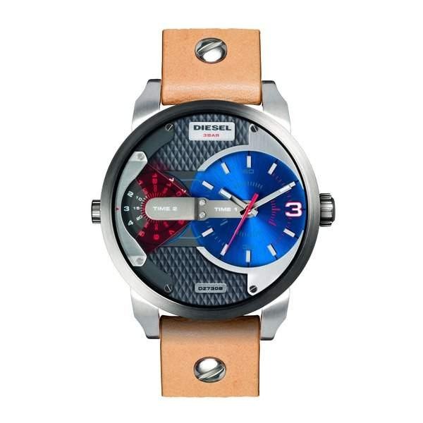 Diesel Mini Daddy Blue & Black Dial Brown Leather Strap Watch For Men - DZ7308 Buy Now By Diesel