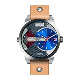Diesel Mini Daddy Blue & Black Dial Brown Leather Strap Watch For Men - DZ7308 Buy Now By Diesel