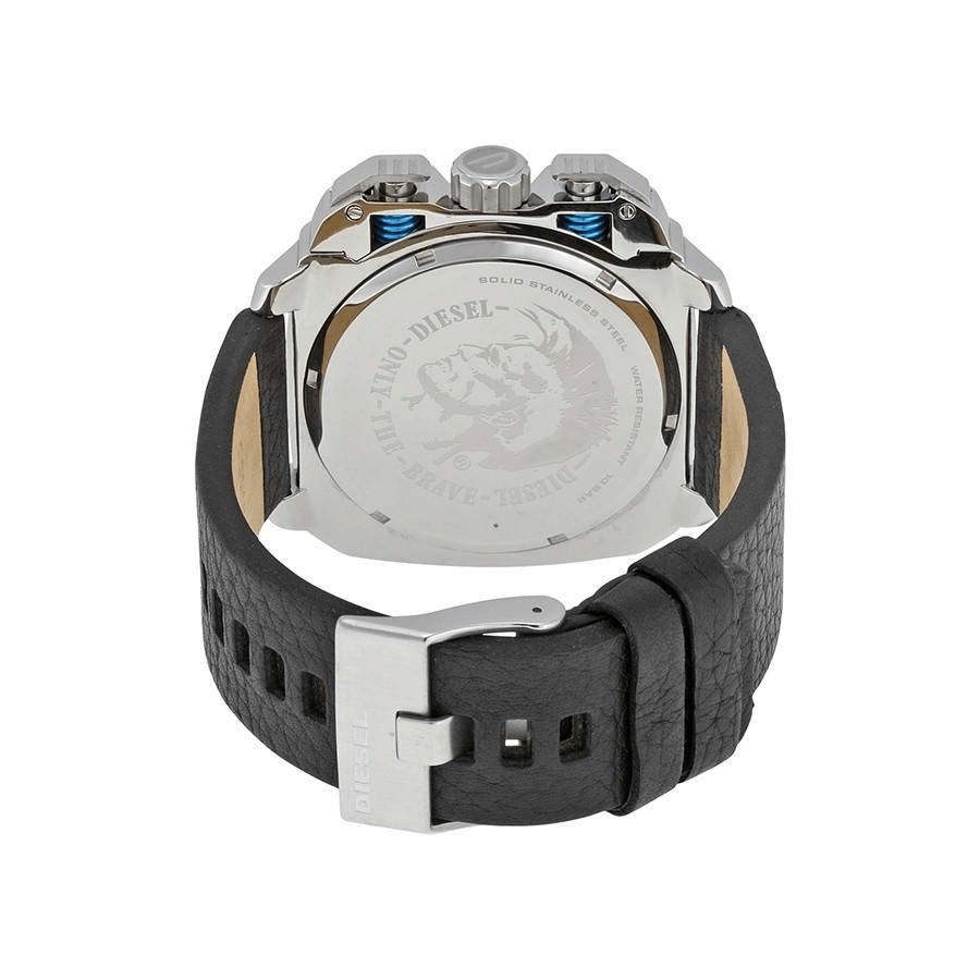 Diesel BAMF Chronograph Black Dial Black Leather Strap Watch For Men - DZ7345 Buy Now By Diesel
