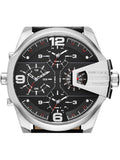 Diesel Uber Chief Oversized 4 Time Black Dial Leather Strap Watch For Men - DZ7376 Buy Now By Diesel