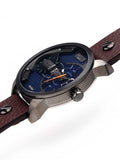 Diesel Mini Daddy Analog Blue Dial Brown Leather Strap Watch For Men - DZ7339 Buy Now By Diesel