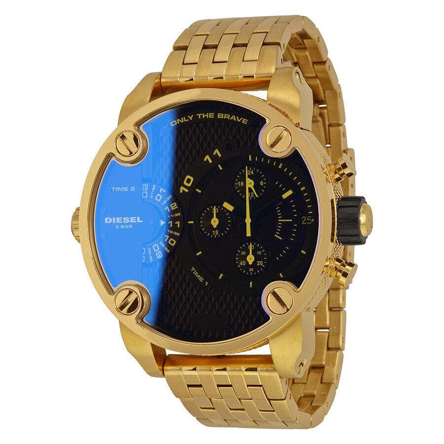 Diesel Mr Daddy Blue Dial Gold Steel Strap Watch For Men - DZ7347 Buy Now By Diesel