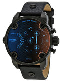 Diesel Little Daddy Black Dial Black Leather Strap Watch For Men - DZ7334 Buy Now By Diesel