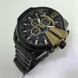 Diesel Mega Chief Chronograph Black Dial Black Steel Strap Watch For Men - DZ4338 Buy Now By Diesel
