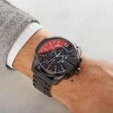 Diesel Mega Chief Chronograph Black Dial Black Steel Strap Watch For Men - DZ4318 Buy Now By Diesel