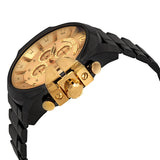 Diesel Mega Chief Chronograph Gold Dial Black Steel Strap Watch For Men - DZ4485 Buy Now By Diesel