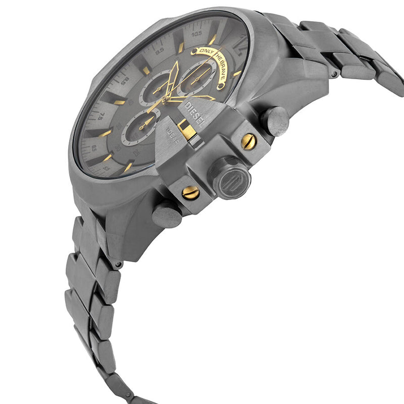 Diesel Mega Chief Chronograph Grey Dial Grey Steel Strap Watch For Men - DZ4466 Buy Now By Diesel