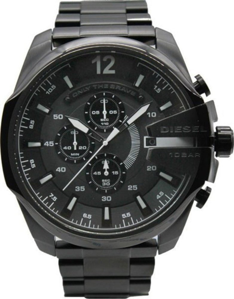 Diesel Mega Chief Chronograph Black Dial Black Steel Strap Watch For Men - DZ4283 Buy Now By Diesel