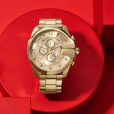 Diesel Mega Chief Chronograph Gold Dial Gold Steel Strap Watch For Men - DZ4360 Buy Now By Diesel