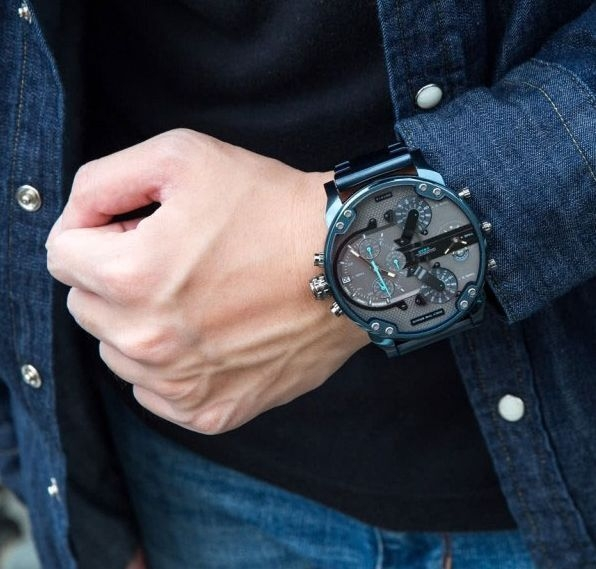 Diesel Daddy 2.0 Chronograph Grey Dial Blue Steel Strap Watch For Men - DZ7414 Buy Now By Diesel