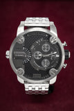 Diesel Little Daddy Chronograph Black Dial Silver Steel Strap Watch For Men - DZ7259 Buy Now By Diesel