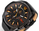 Diesel Mega Chief Chronograph Black Dial Black Leather Strap Watch For Men - DZ4291 Buy Now By Diesel