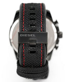 Diesel Mega Chief Chronograph Silver Dial Black Leather Strap Watch For Men - DZ4512 Buy Now By Diesel