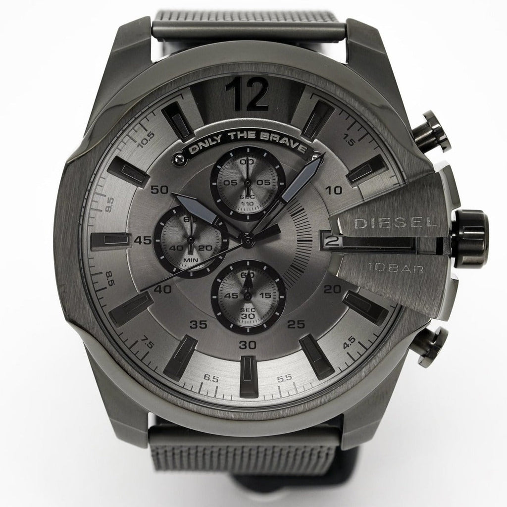 Diesel Mega Chief Chronograph Black Dial Black Mesh Strap Watch For Men - DZ4527 Buy Now By Diesel