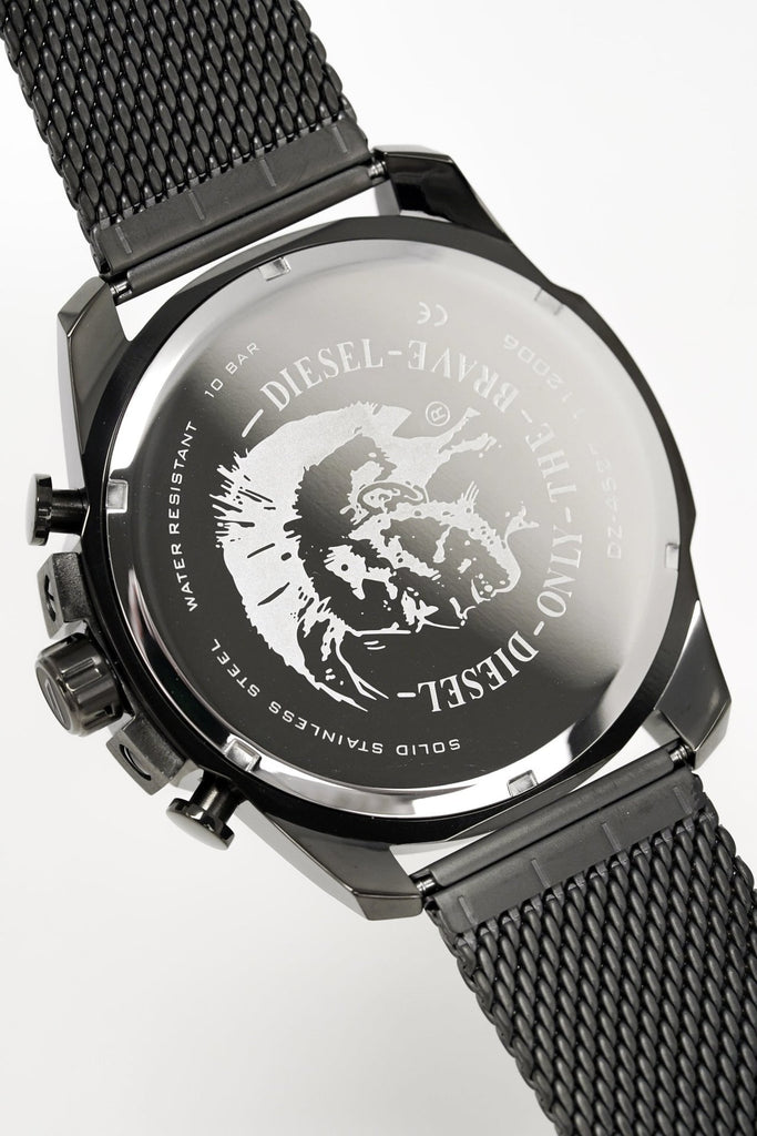 Diesel Mega Chief Chronograph Black Dial Black Mesh Strap Watch For Men - DZ4527 Buy Now By Diesel