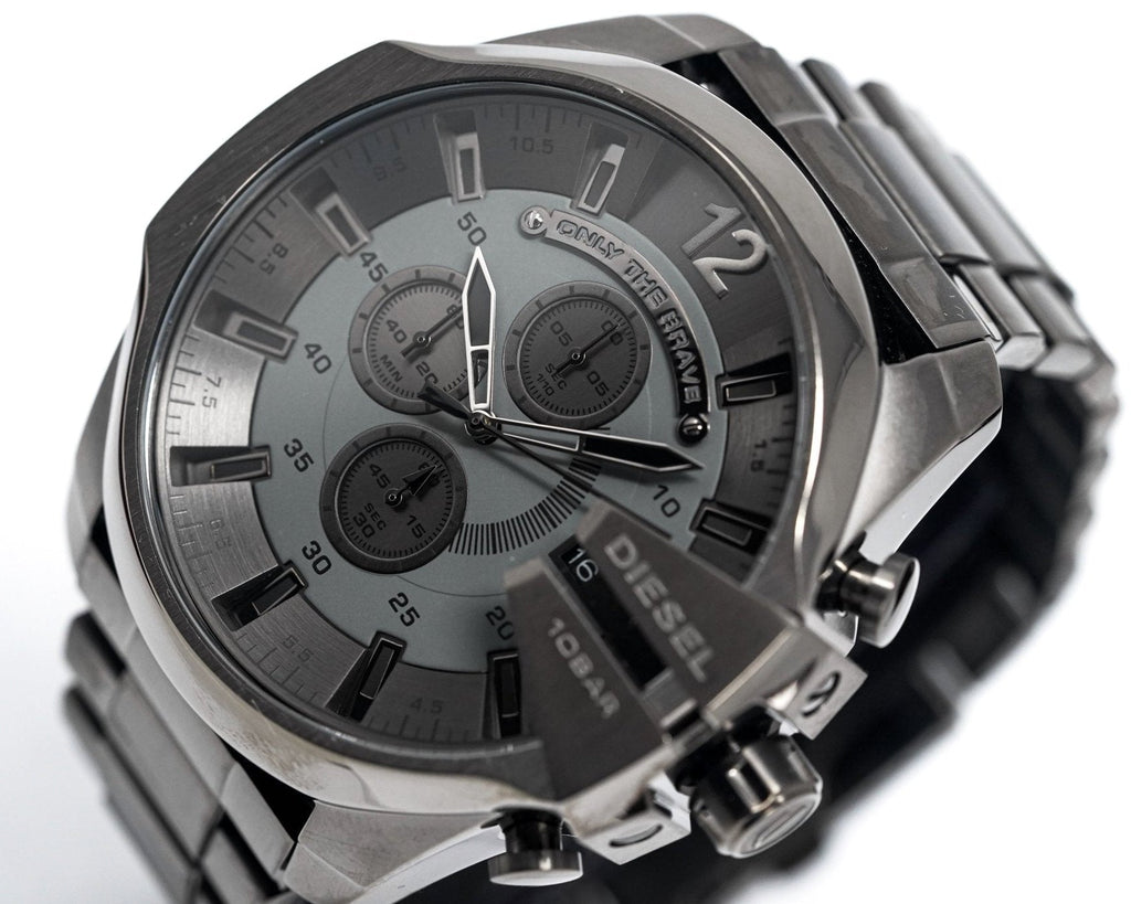 Diesel Mega Chief Chronograph Grey Dial Grey Steel Strap Watch for Men - DZ4282 Buy Now By Diesel