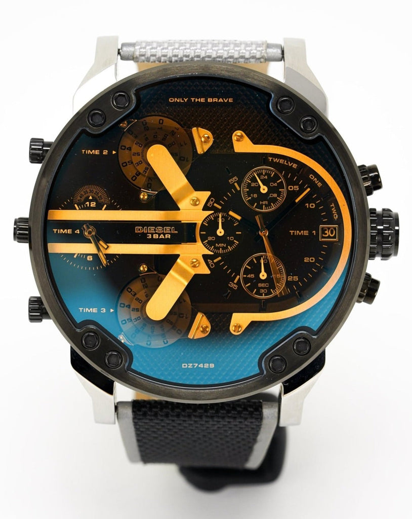 Diesel Mr. Daddy 2.0 Chronograph Black Dial Grey Nylon Strap Watch For Men - DZ7429 Buy Now By Diesel