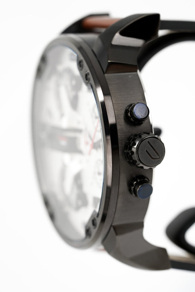 Diesel Mr. Daddy 2.0 Chronograph Silver Dial Brown Leather Strap Watch For Men - DZ7394 Buy Now By Diesel