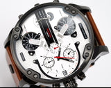 Diesel Mr. Daddy 2.0 Chronograph Silver Dial Brown Leather Strap Watch For Men - DZ7394 Buy Now By Diesel