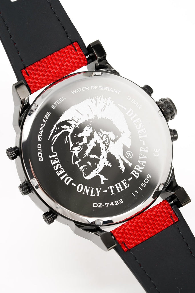 Diesel Mr Daddy 2.0 Chronograph Grey Dial Red Rubber Strap Watch For Men - DZ7423 Buy Now By Diesel