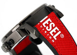 Diesel Mr Daddy 2.0 Chronograph Grey Dial Red Rubber Strap Watch For Men - DZ7423 Buy Now By Diesel