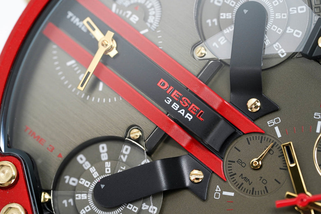 Diesel Mr Daddy 2.0 Chronograph Grey Dial Red Rubber Strap Watch For Men - DZ7430 Buy Now By Diesel