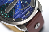 Diesel Mini Daddy Analog Blue Dial Brown Leather Strap Watch For Men - DZ7339 Buy Now By Diesel