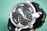 Diesel Mini Daddy Black Silver Dial Black Leather Strap Watch For Men - DZ7307 Buy Now By Diesel