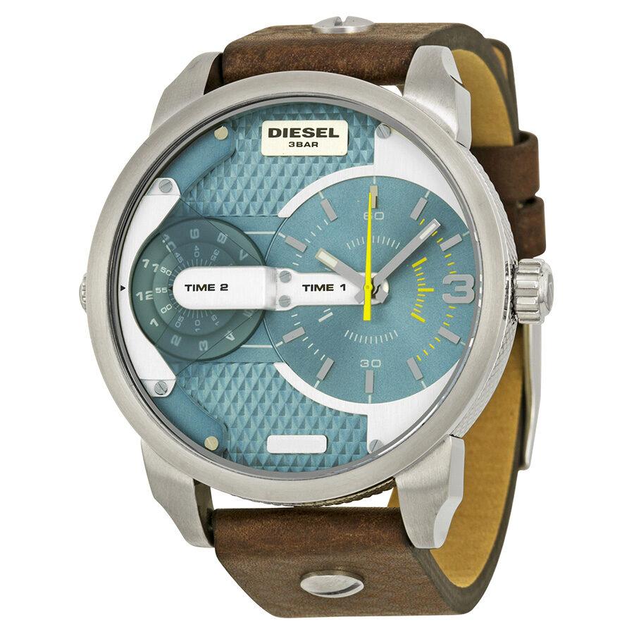 Diesel Mini Daddy LIght Blue Dial Brown Leather Strap Watch For Men - DZ7321 Buy Now By Diesel