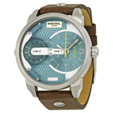 Diesel Mini Daddy LIght Blue Dial Brown Leather Strap Watch For Men - DZ7321 Buy Now By Diesel