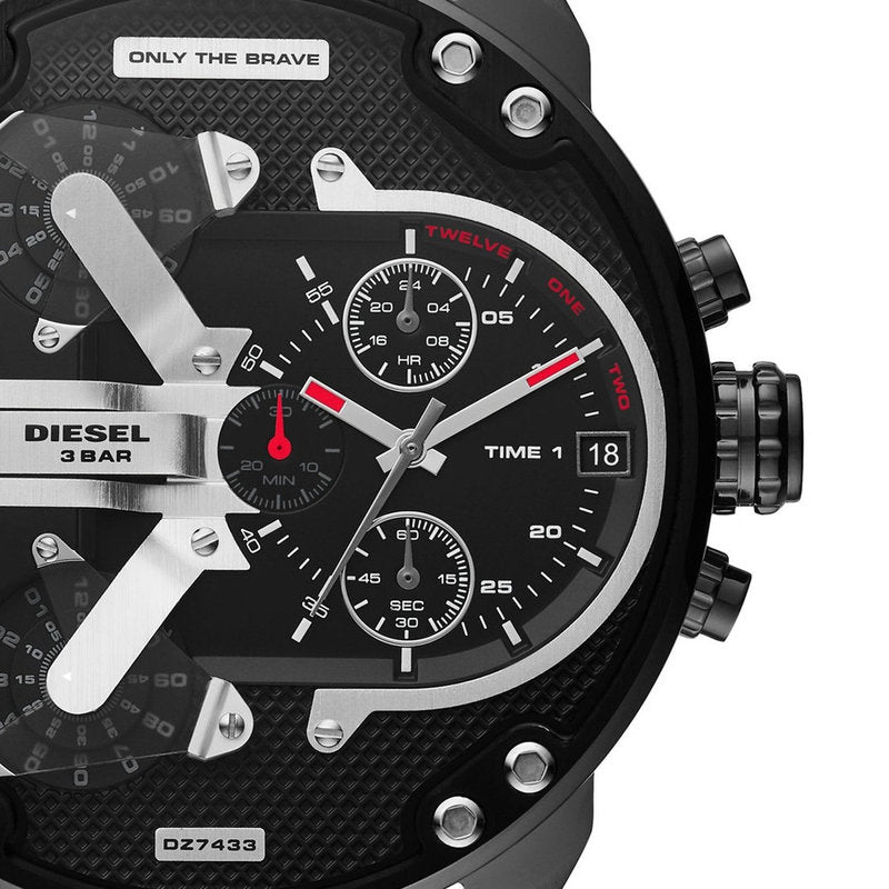 Diesel Mr. Daddy 2.0 Quartz Black Dial Black Nylon Strap Watch For Men - DZ7433 Buy Now By Diesel