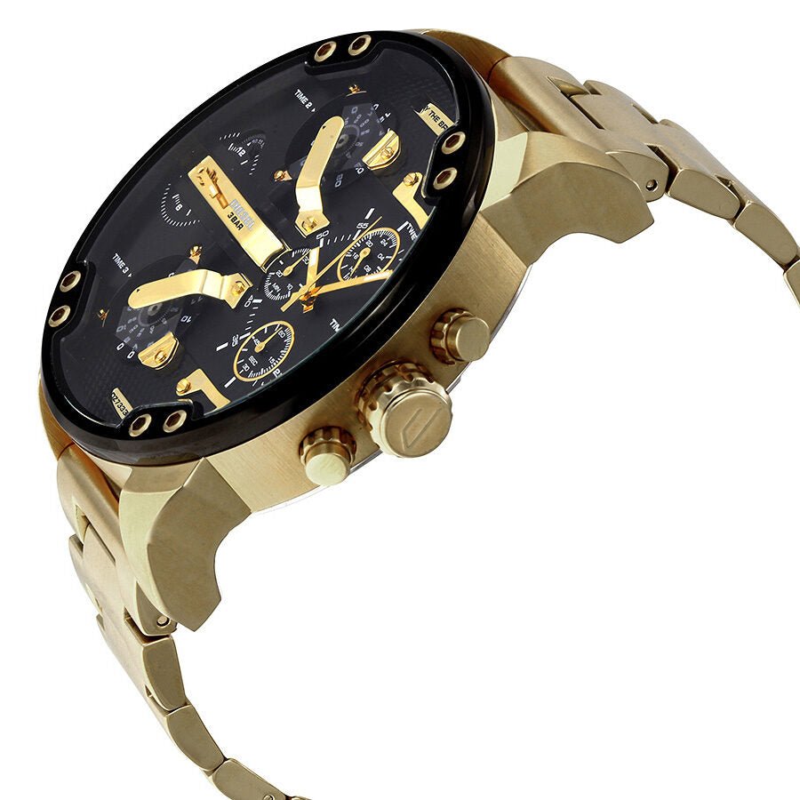 Diesel Mr Daddy 2.0 Chronograph Black Dial Gold Steel Strap Watch For Men - DZ7333 Buy Now By Diesel