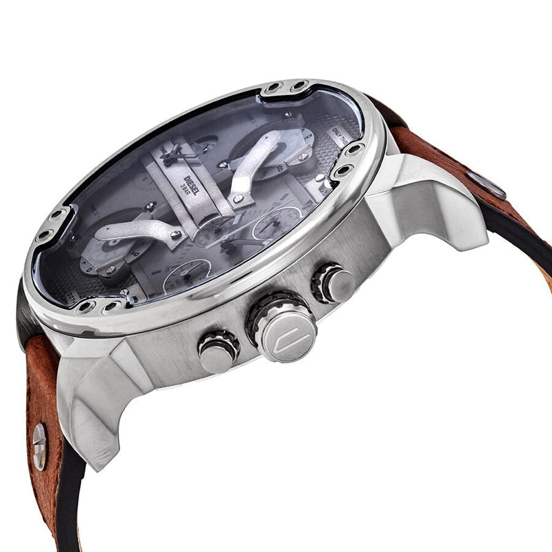 Diesel Mr Daddy Chronograph Grey Dial Brown Leather Strap Watch For Men - DZ7413 Buy Now By Diesel