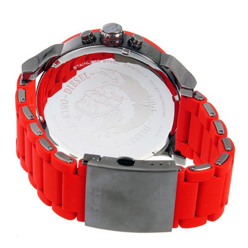 Diesel Mr Daddy 2.0 Chronograph Black Dial Red Silicone Strap Watch For Men - DZ7370 Buy Now By Diesel