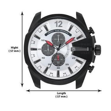 Diesel Mega Chief Chronograph Silver Dial Black Leather Strap Watch For Men - DZ4512 Buy Now By Diesel