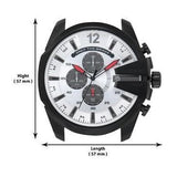 Diesel Mega Chief Chronograph Silver Dial Black Leather Strap Watch For Men - DZ4512 Buy Now By Diesel