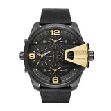 Diesel Uber Chief Two Hand Black Dial Black Leather Strap Watch For Men - DZ7377 Buy Now By Diesel