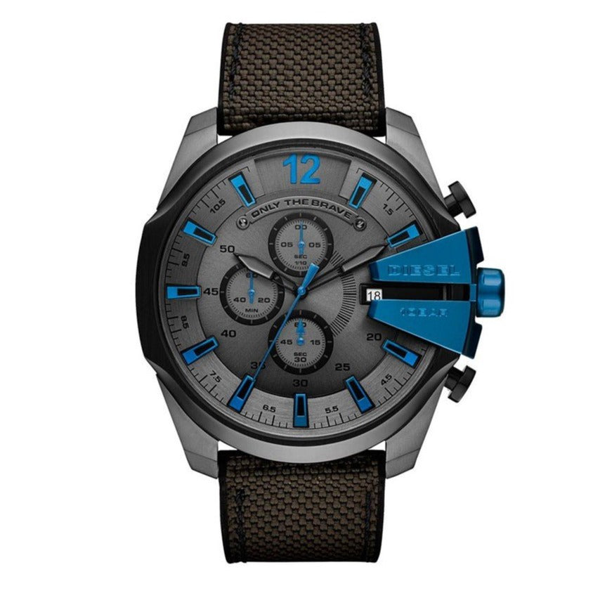Diesel Mega Chief Chronograph Black Dial Black Nylon Strap Watch For Men - DZ4500 Buy Now By Diesel