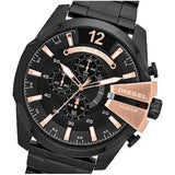 Diesel Mega Chief Chronograph Black Dial Black Steel Strap Watch For Men - DZ4309 Buy Now By Diesel
