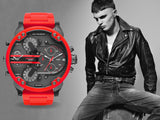 Diesel Mr Daddy 2.0 Chronograph Black Dial Red Silicone Strap Watch For Men - DZ7370 Buy Now By Diesel