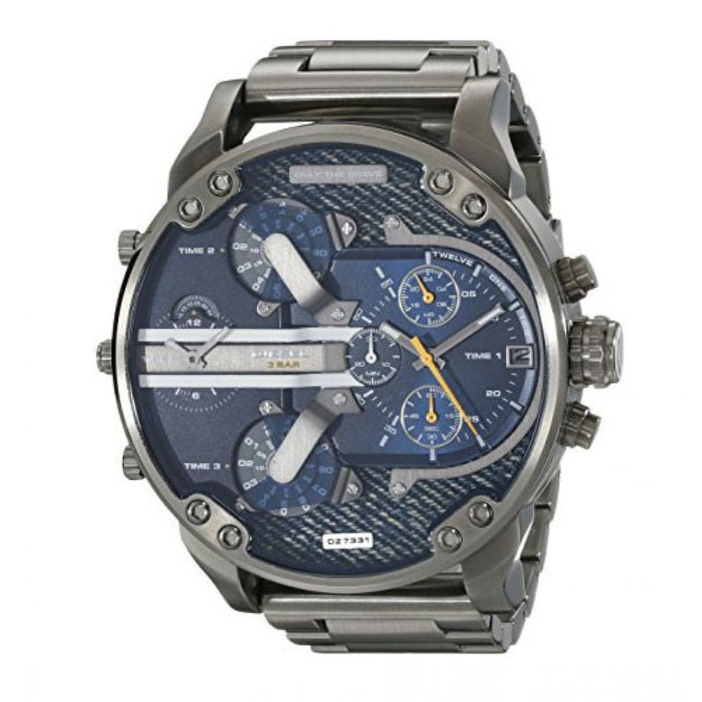 Diesel Big Daddy 2.0 Chronograph Blue Dial Grey Steel Strap Watch For Men - DZ7331 Buy Now By Diesel