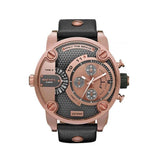 Diesel Little Daddy Black & Gold Dial Black Leather StrapWatch For Men - DZ7282 Buy Now By Diesel