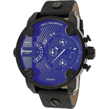 Diesel Little Daddy Blue Dial Black Leather Strap Watch For Men - DZ7257 Buy Now By Diesel
