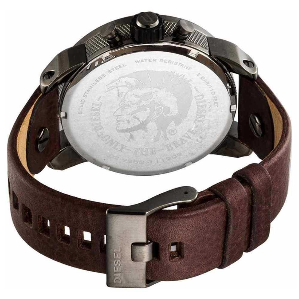 Diesel Little Daddy SBA Small Sized Grey Dial Brown Leather Strap Watch For Men - DZ7258 Buy Now By Diesel