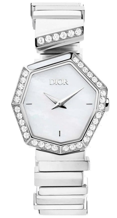 Dior Gem Dior Mother of Pearl Diamonds White Dial White Leather Strap Watch for Women - CD18111X1006 Buy Now By Dior